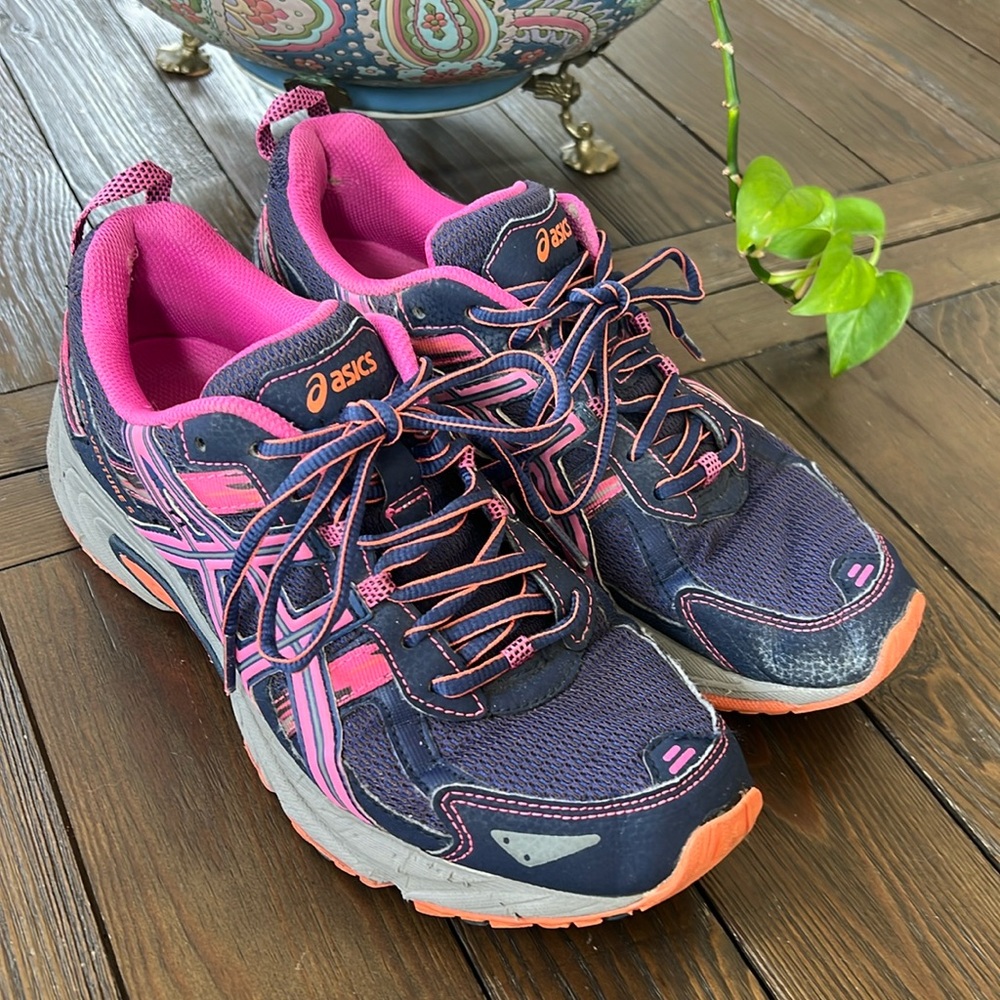 ASICS Gel ventures navy/pink athletic shoes SZ 10